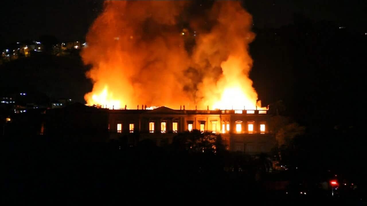 Locals shocked as fire breaks out at the National Museum of Brazil in Rio de Janeiro.