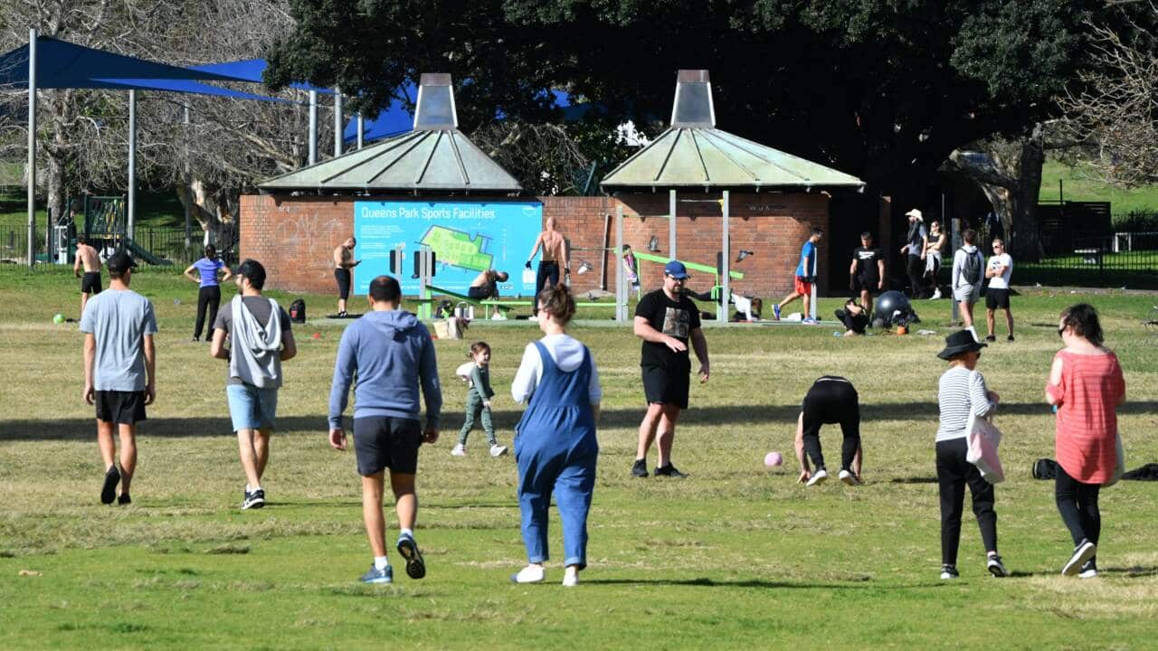 Members of the public exercising at Centennial Park in Sydney.