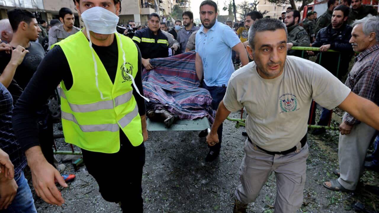 The scene of a suicide blast in Beirut