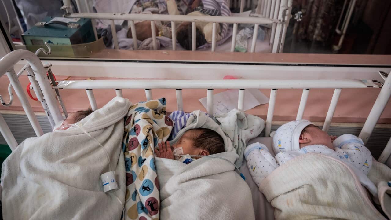 Newborns at Ataturk hospital in Kabul, Afghanistan, Wednesday, May 13, 2020. (Jim Huylebroek/The New York Times)