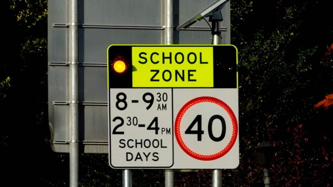 A school zone sign in Sydney