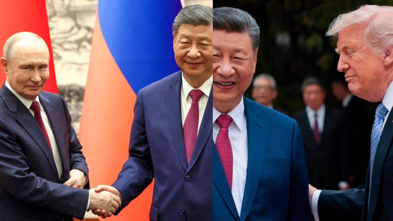 Xi Jinping with Putin and Trump