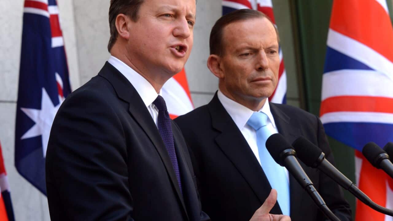 British Prime Minister David Cameron (L) and Tony Abbott