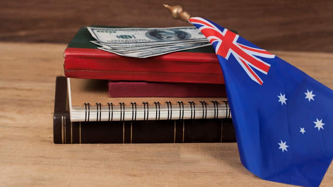 Education in Australia concept,passport on Australia flag