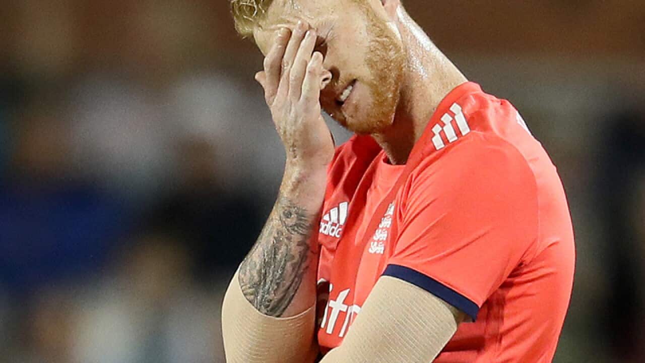 England's Ben Stokes shows his dejection