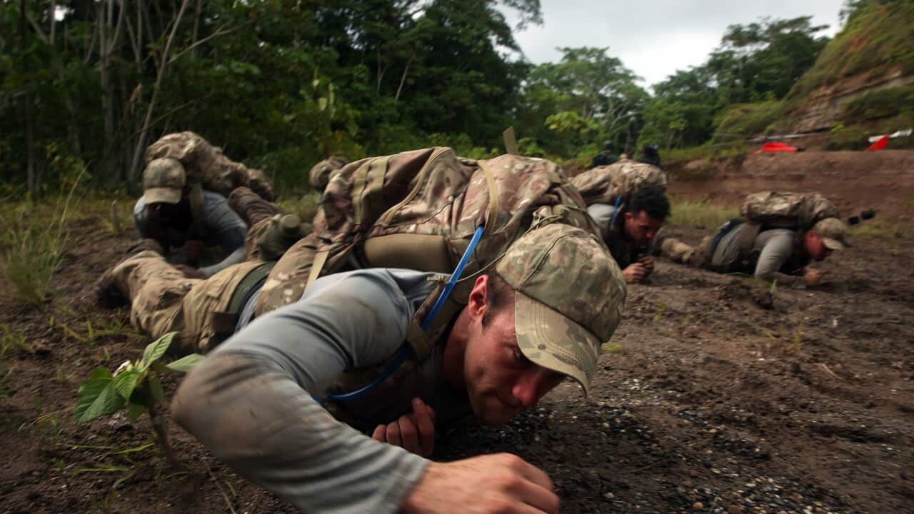 Contestants jungle crawl SAS Who Dares Wins