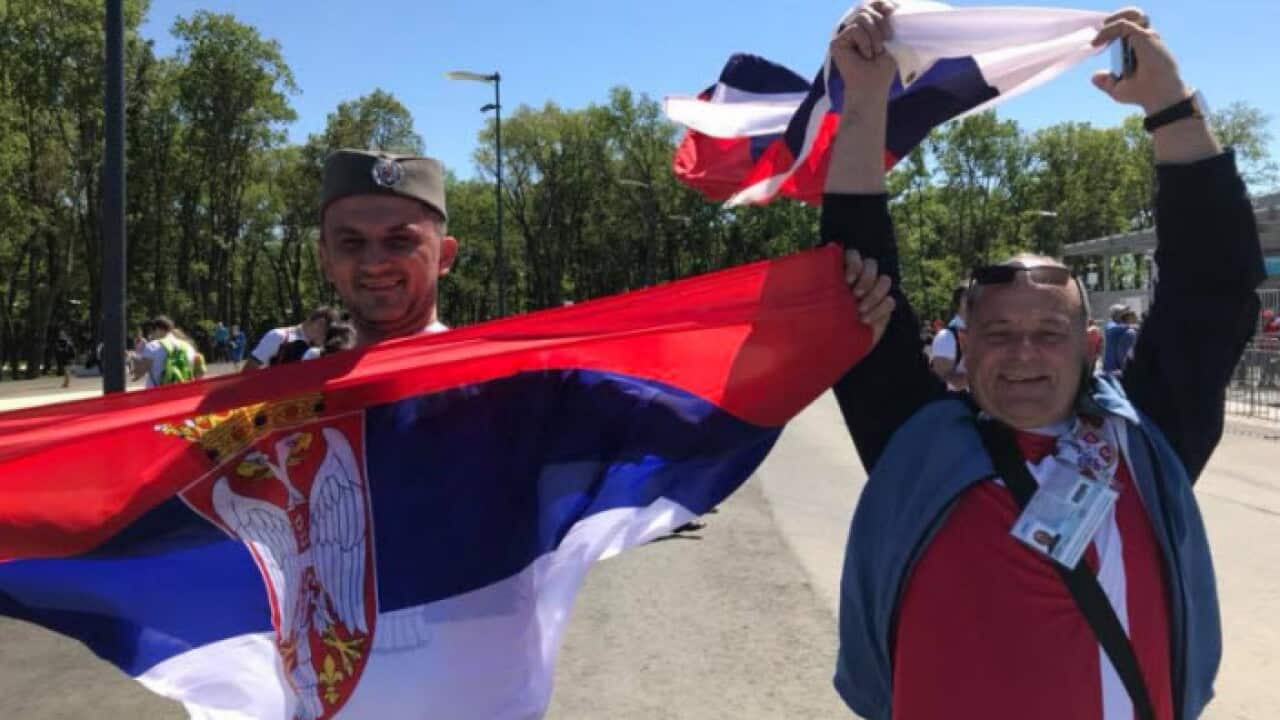 Serbia wins first match in Russia