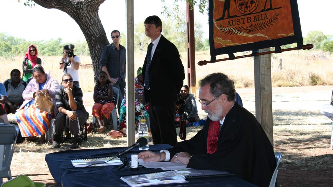 A special bush sitting of the Federal Court in the NT community of Pigeon Hole in 2011 to determine native title claims - AAP.jpg