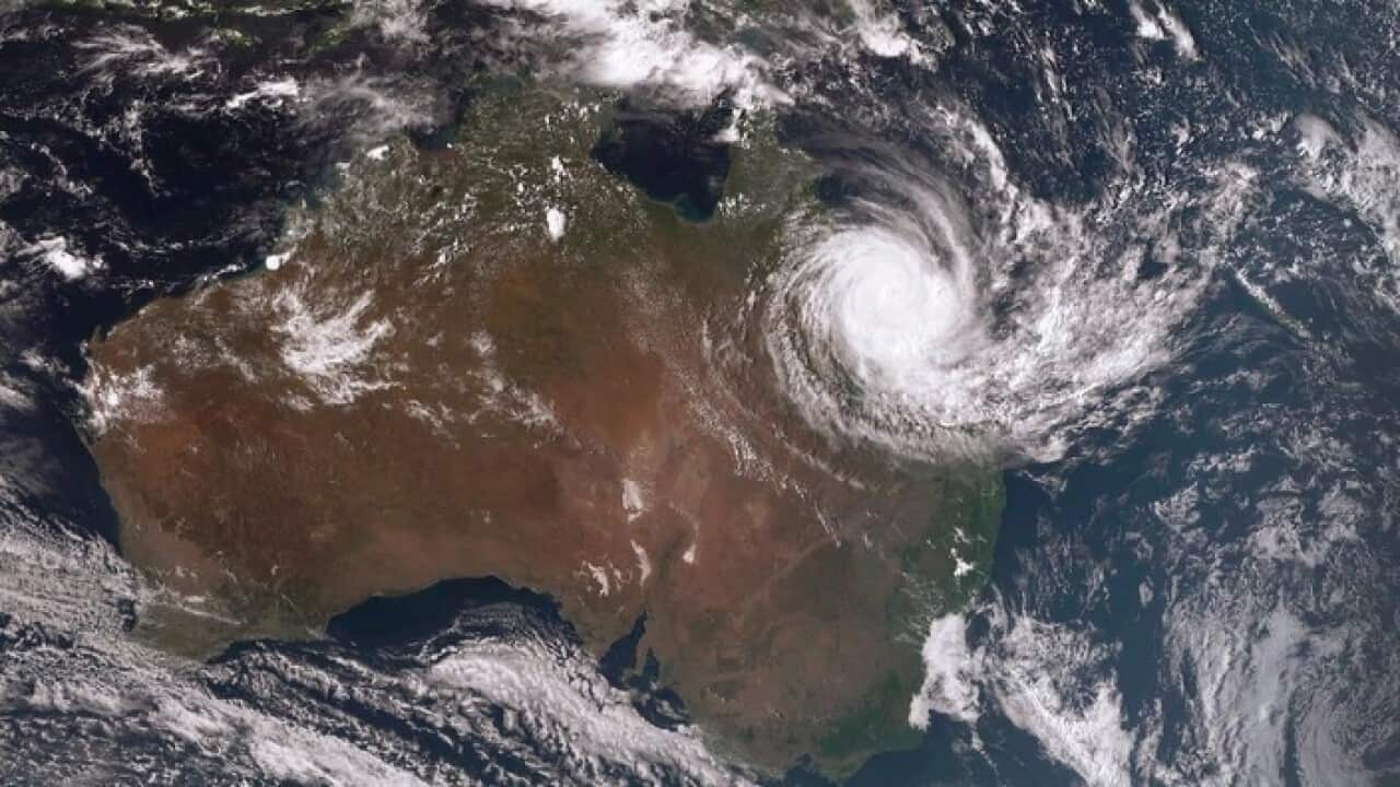 BOM image of Cyclone Debbie