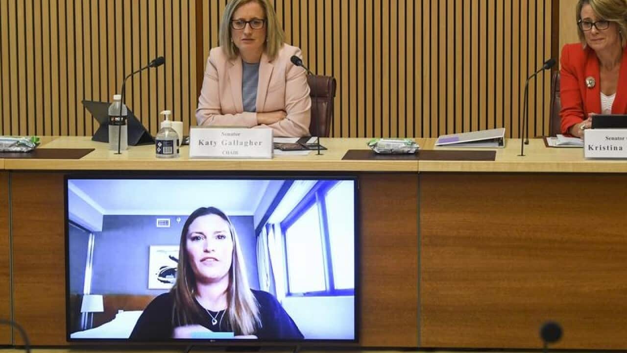 Senators Katy Gallagher and Kristina Keneally at a COVID-19 inquiry