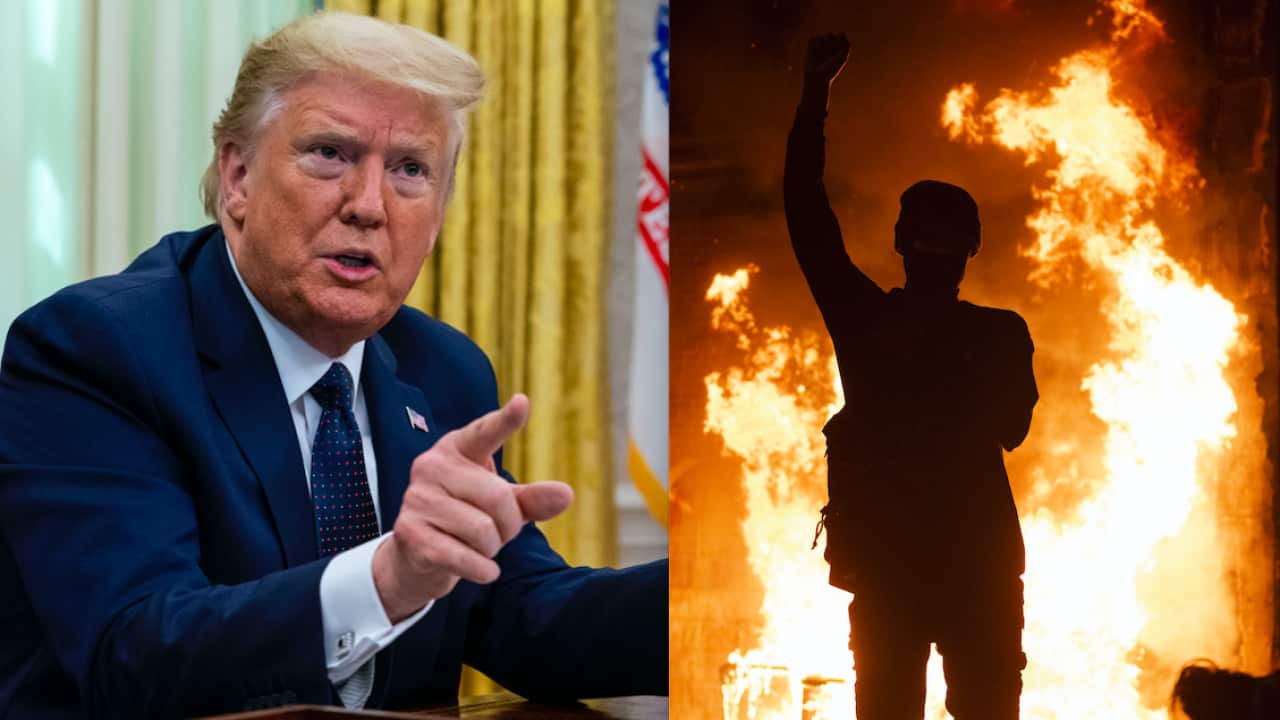 Donald Trump and a Minneapolis protester.