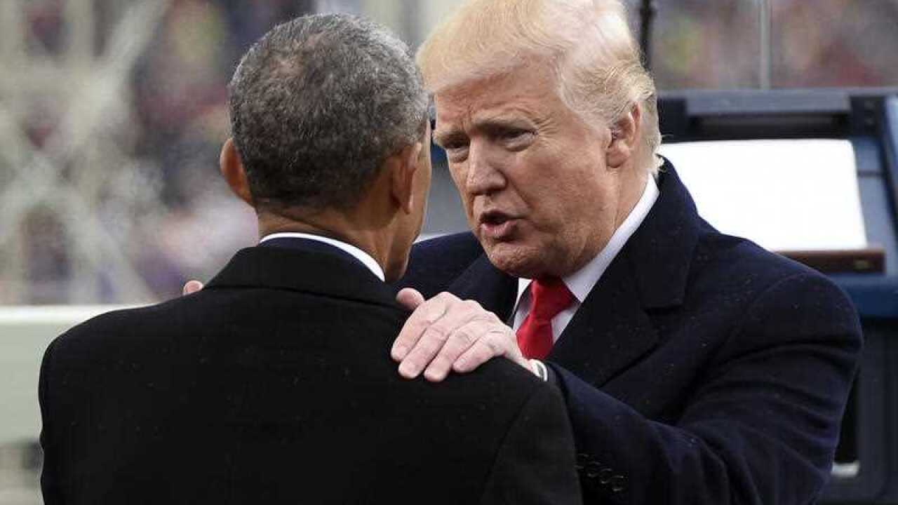 President Barack Obama shakes hands with President-elect Donald Trump during the Presidential Inauguration at the US Capitol in Washington
