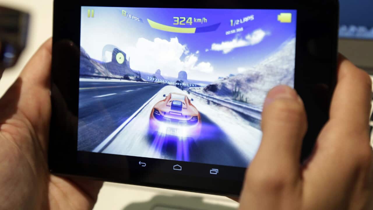 A video game on a Google tablet