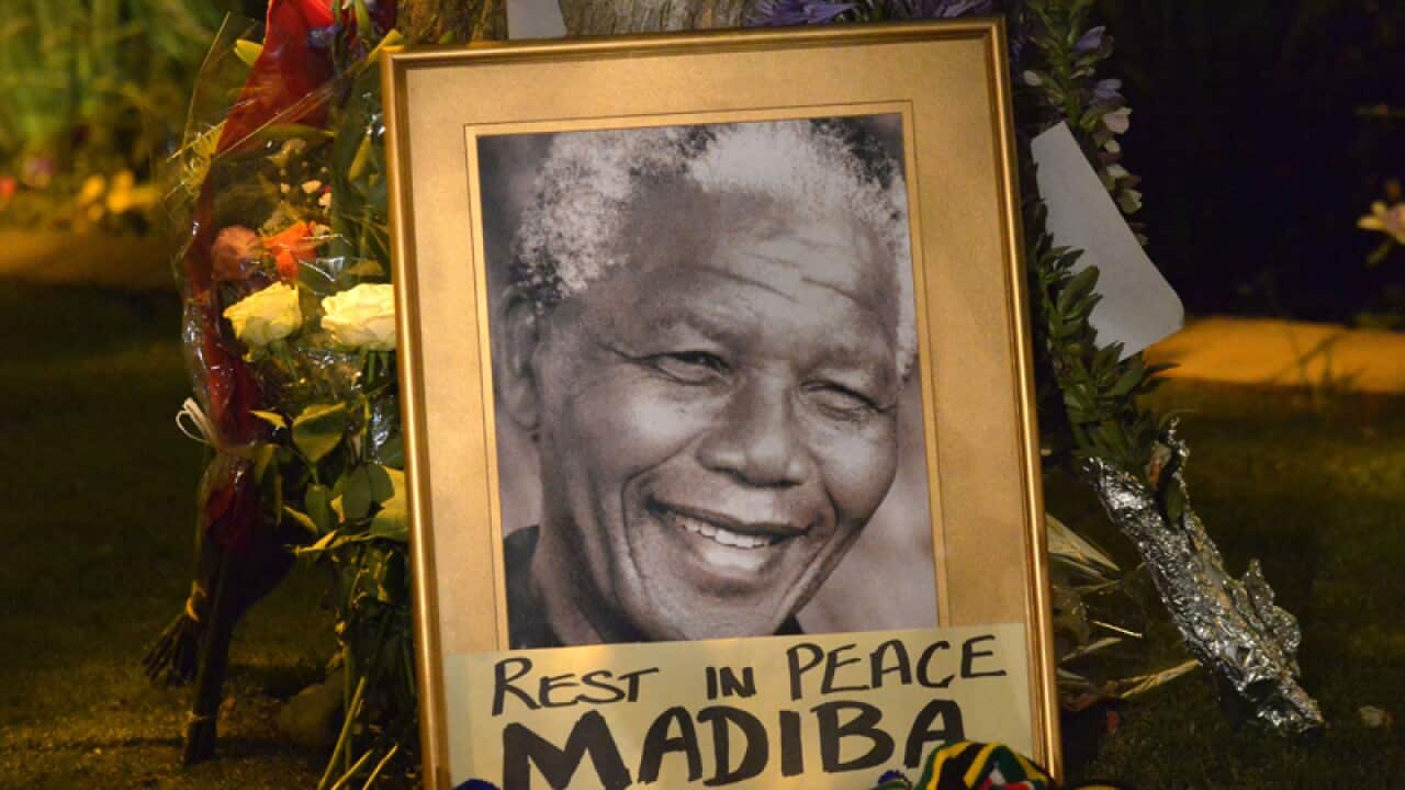 A framed picture of Nelson Mandela in Johannesburg