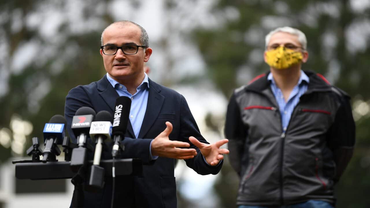 Victorian Acting Premier James Merlino speaks to the media during a press conference in Olinda, Victoria, Thursday, 17 June, 2021.