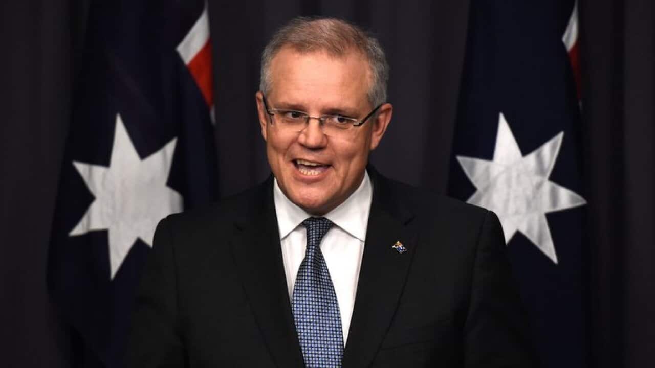 Treasurer Scott Morrison speaks at a press conference 
