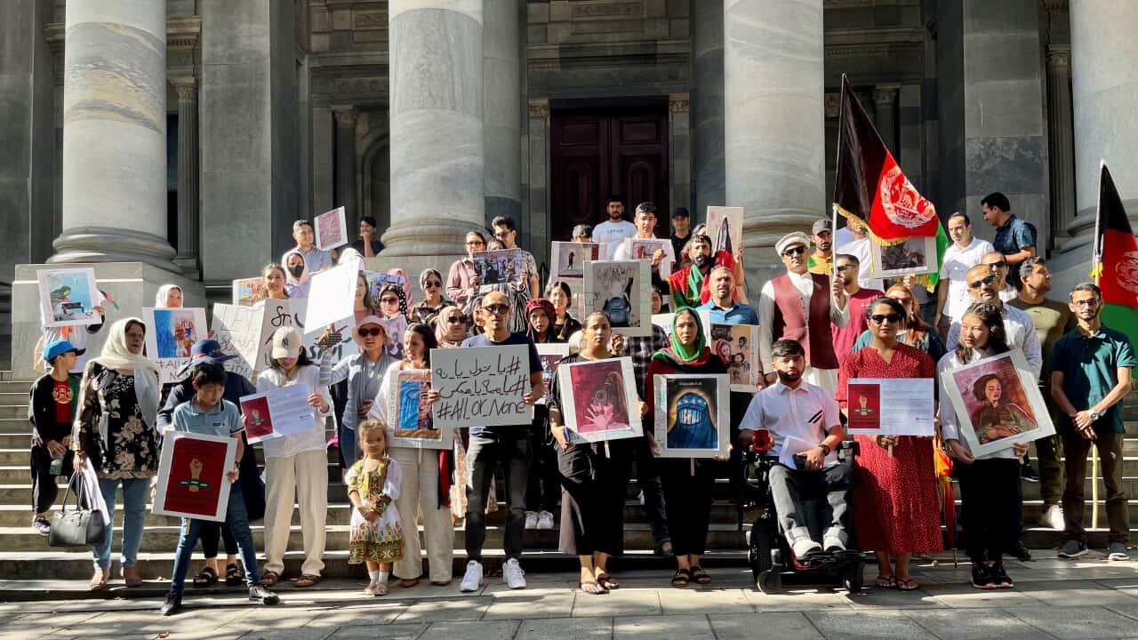 Afghans protesting agianst Talibans treatment of Afghan women.jpg