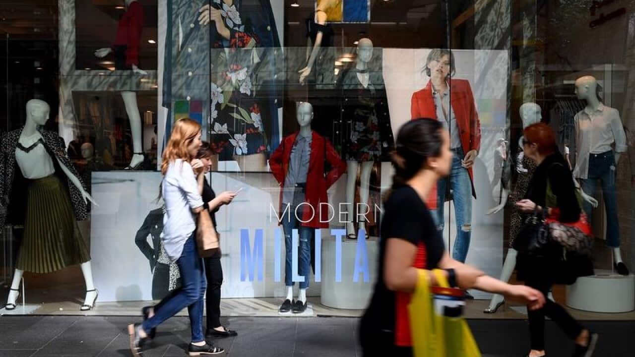 People are seen at Pitt Street mall
