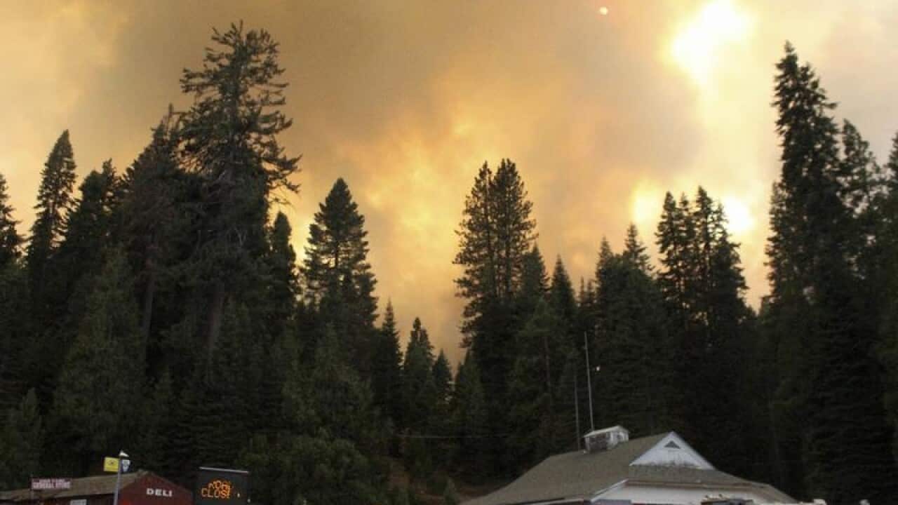 Smoke rises from a wildfire near Yosemite National Park.