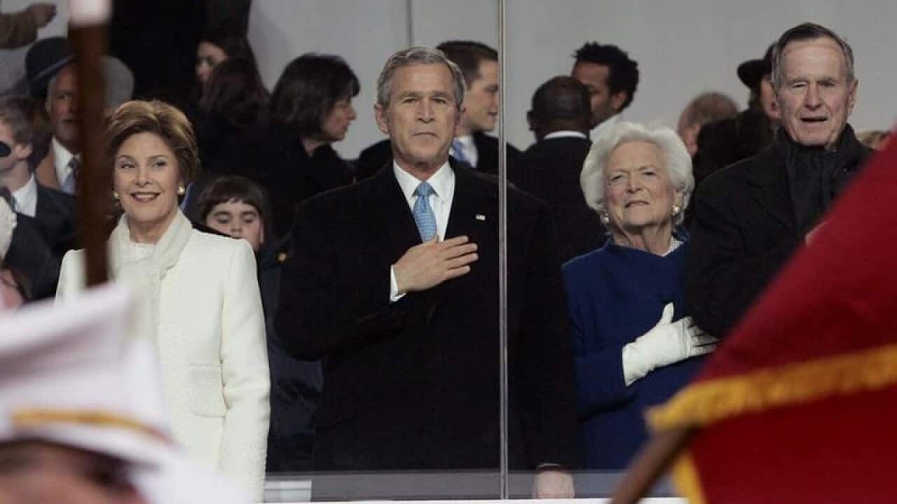 The Bush family at the inauguration of George W Bush in 2005.