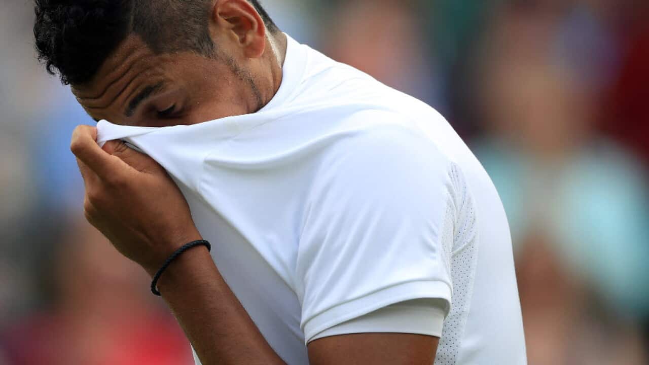 Nick Kyrgios on day Five of the Wimbledon Championships at the All England Lawn Tennis and Croquet Club, Wimbledon.. Picture date: Friday July 1, 2016.
