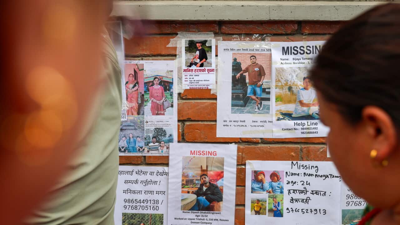 Missing persons signs posted on a brick wall.