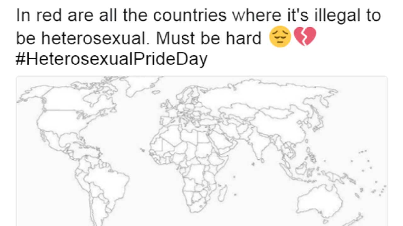 People on Twitter couldn't help but joke after #HeterosexualPrideDay began trending.