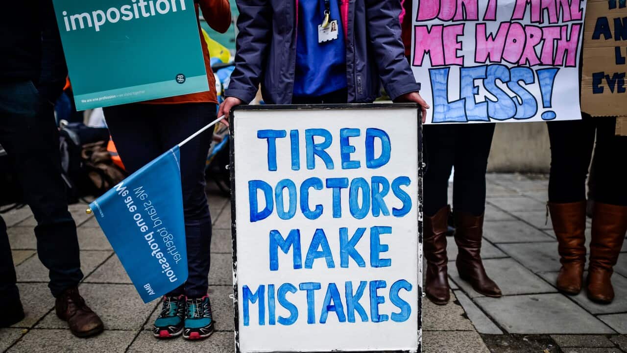 A protest by junior doctors in Britain in 2016