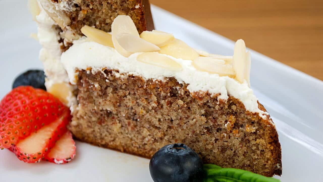 Almond flour cake with almond whipped cream