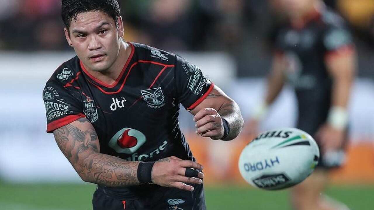 NRL player Issac Luke of the Warriors in action.
