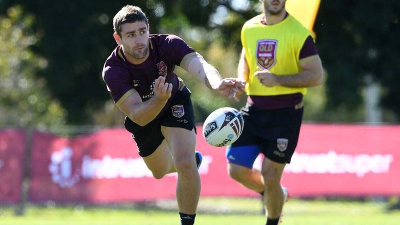 Andrew McCullough and Ben Hunt at Origin training