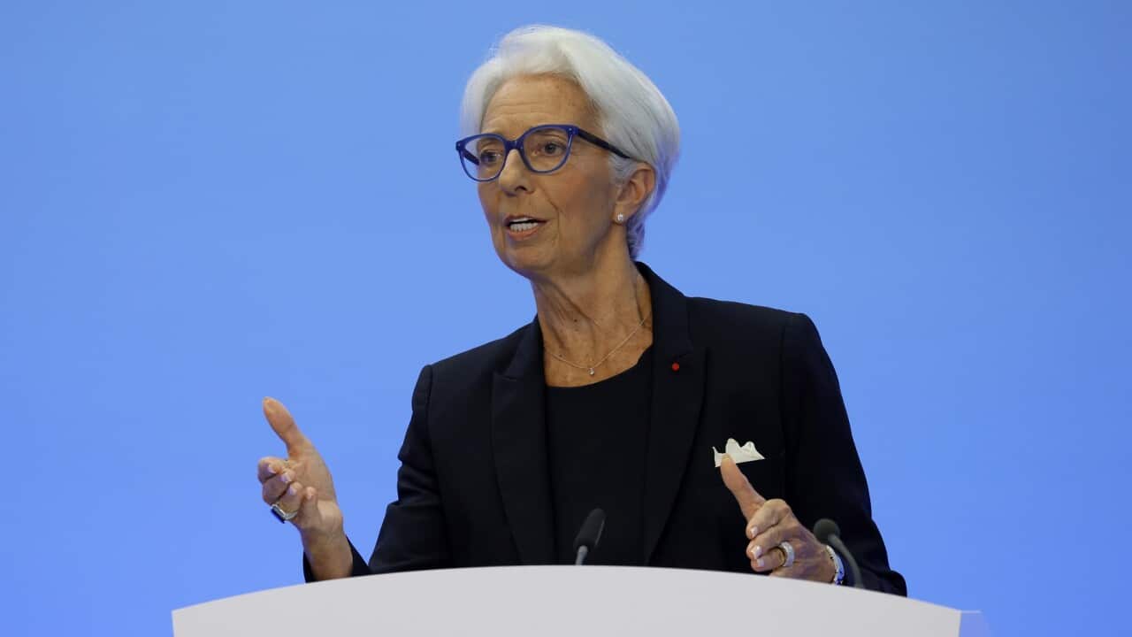 European Central Bank President Christine Lagarde speaks during a news conference