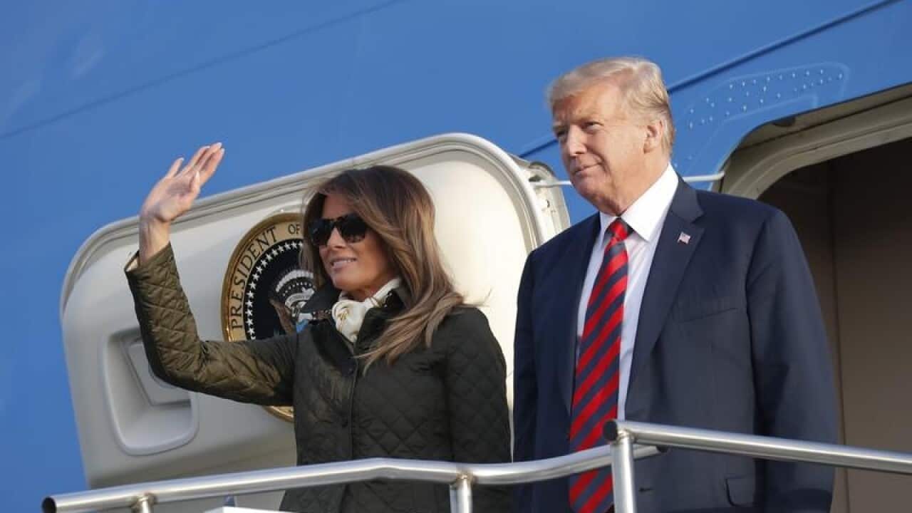 Donald and Melania Trump land in Glasgow.