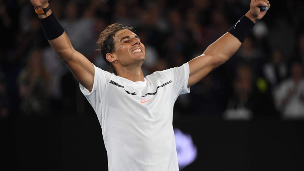 Rafael Nadal of Spain celebrates his win