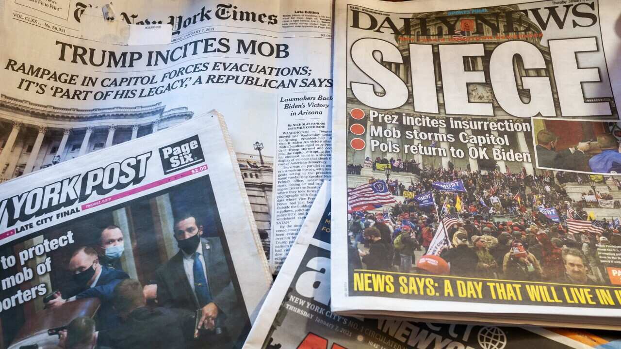 Front pages and headlines of the New York newspapers