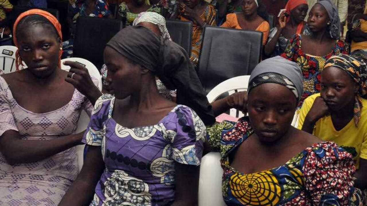 Chibok school girls recently freed from Boko Haram captivity are seen in Abuja, Nigeria, Sunday, May 7, 2017.