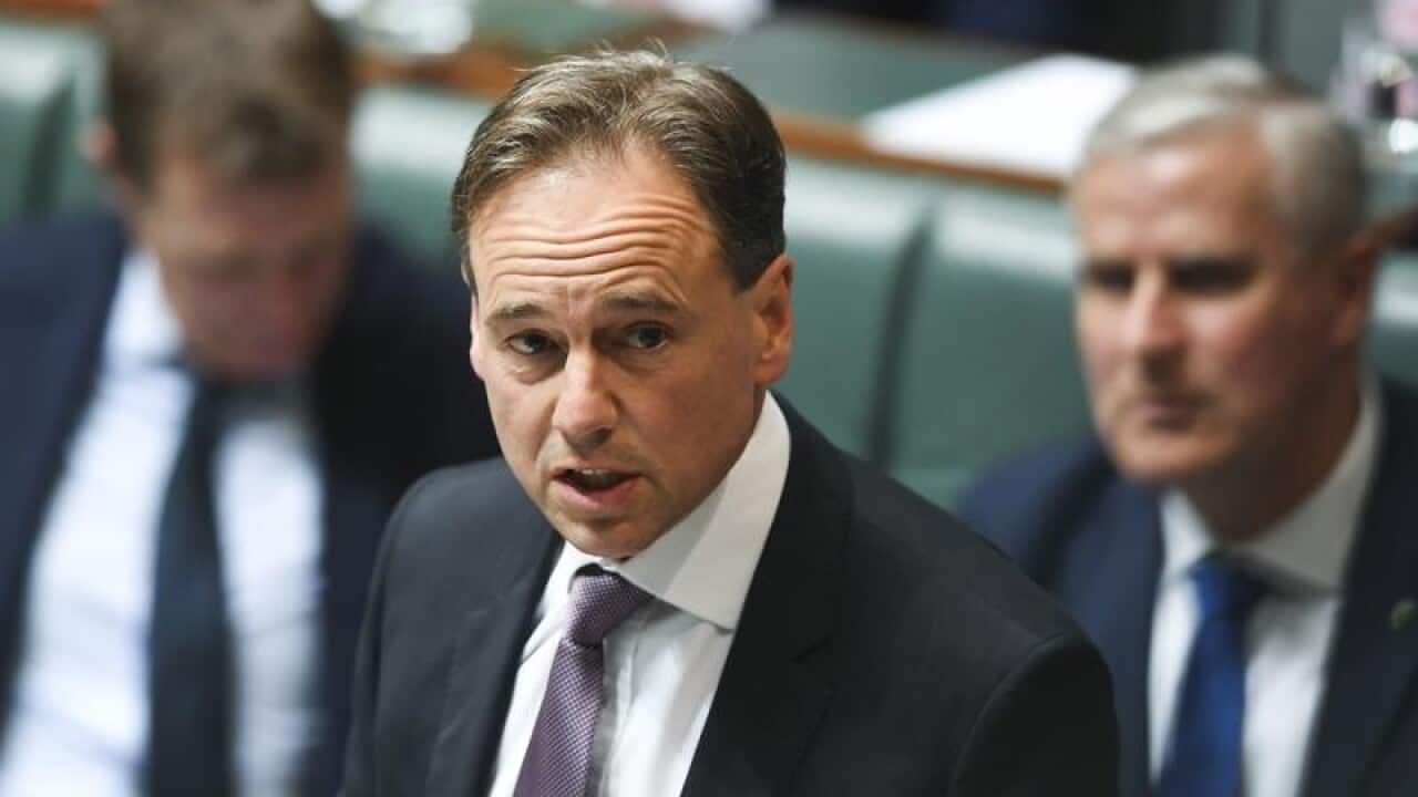 Australian Health Minister Greg Hunt speaks during Question Time.