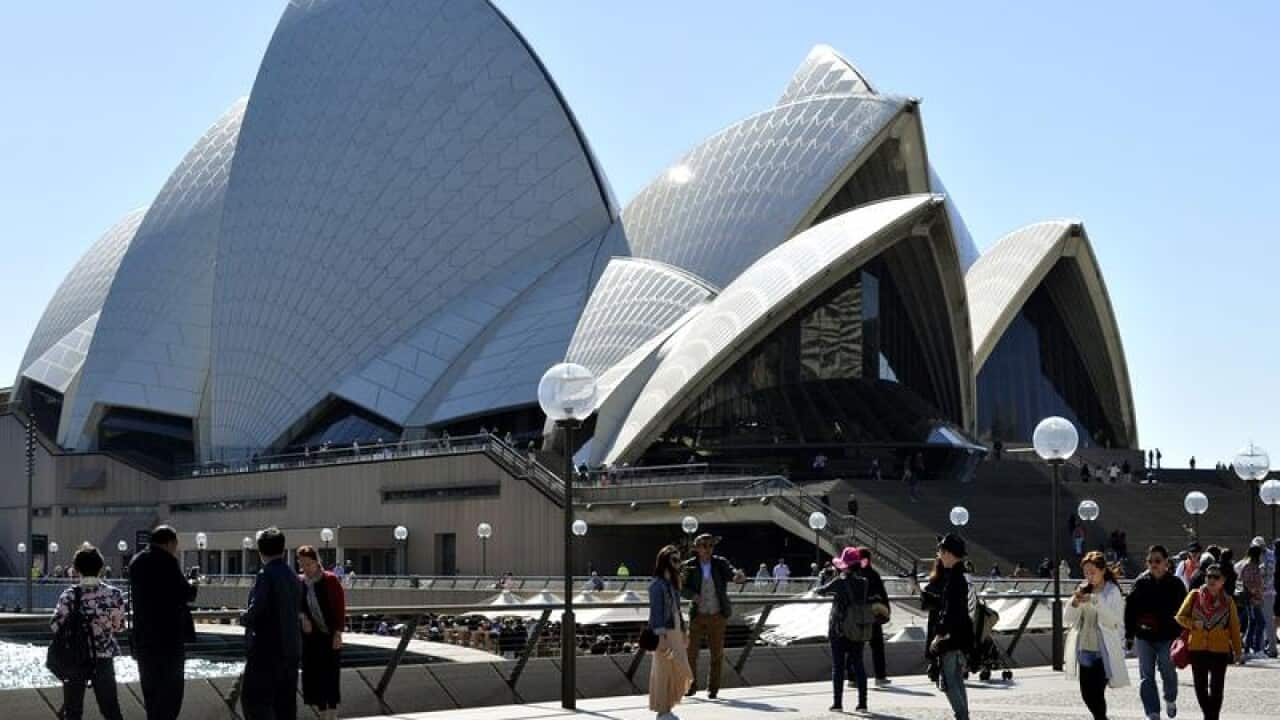 Tourists seen at Sydney Opera House.