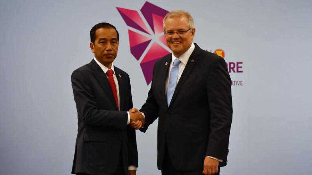 Australia's Prime Minister Scott Morrison and Indonesia's President Joko Widodo during the 2018 ASEAN Summit in Singapore.