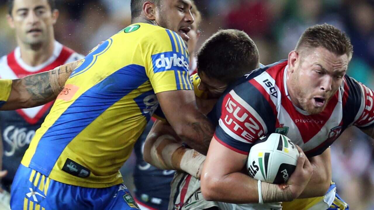 Jared Waerea-Hargreaves is tackled in Round Two