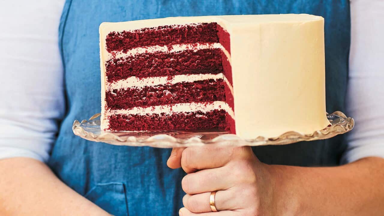 Dedicate a 'meal to MS' during May, like the red velvet layer cake from Beatrix.