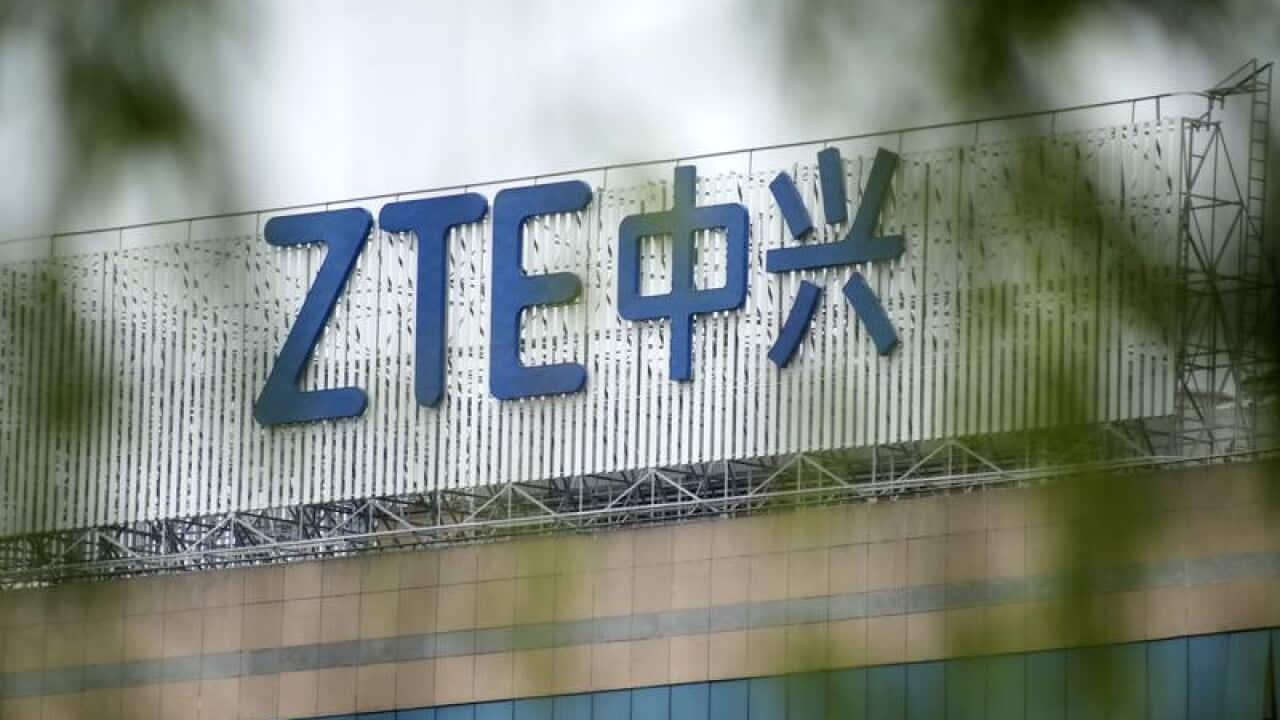 A ZTE signboard in Shanghai