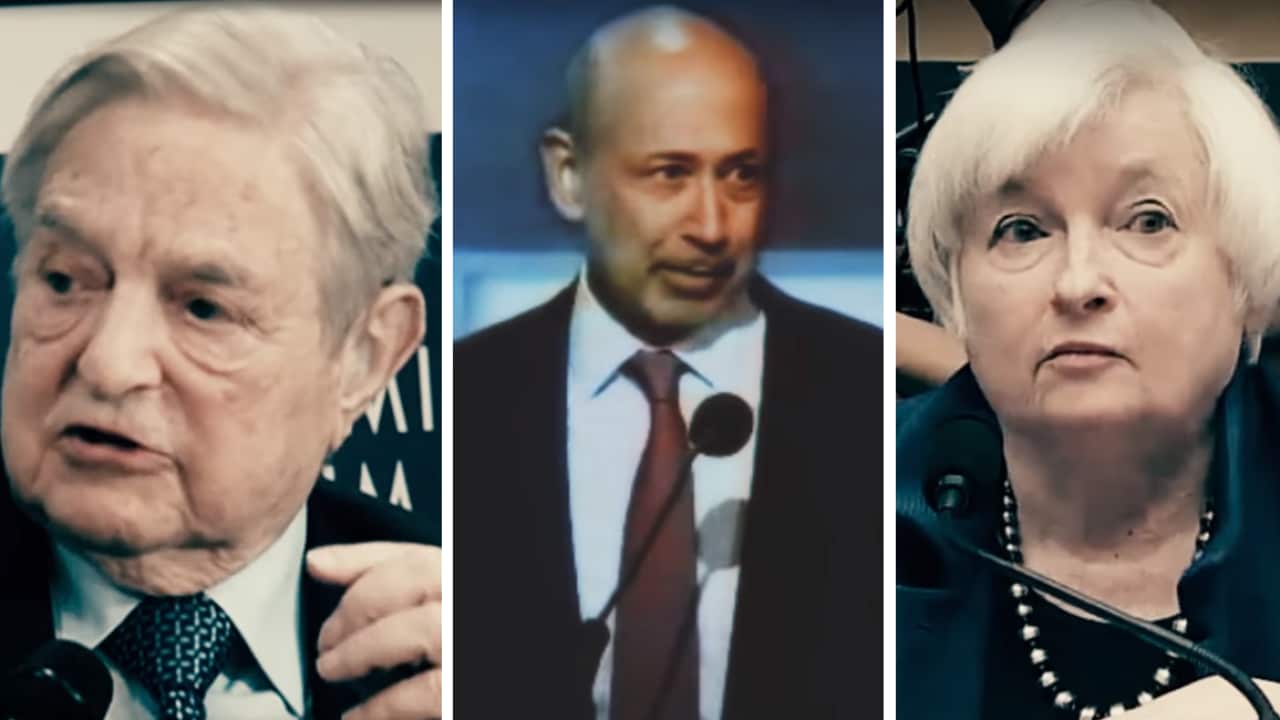 From left to right: George Soros, Lloyd Blankfein and Janet Yellen