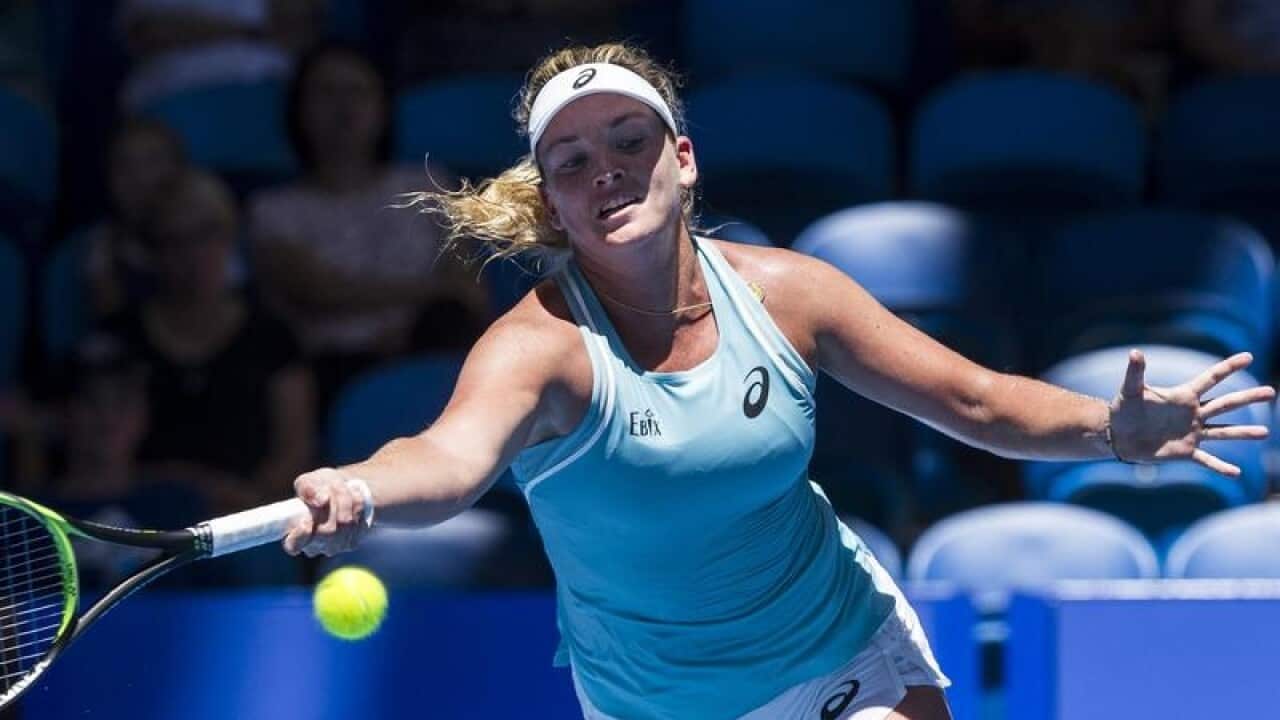 CoCo Vandeweghe of USA in action during the women's singles match.