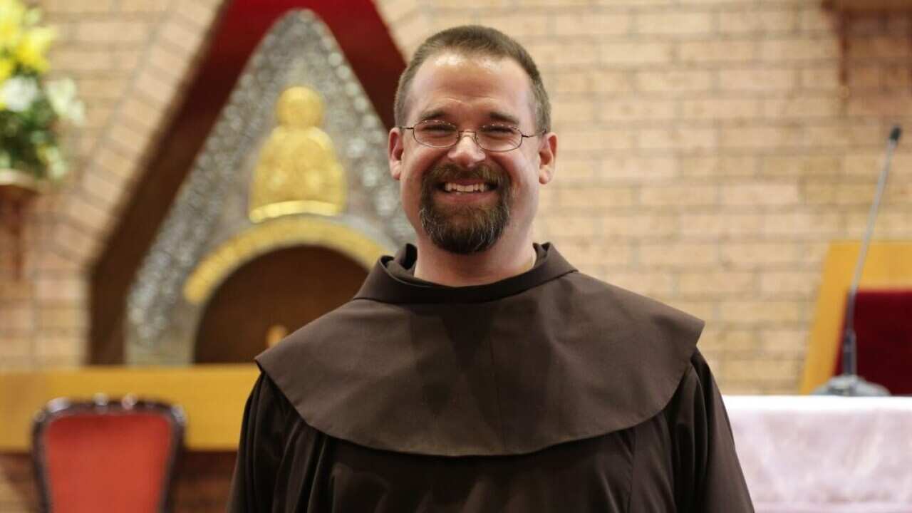 Fr Josip Kesina OFM inside the Croatian Catholic Church, Blacktown.