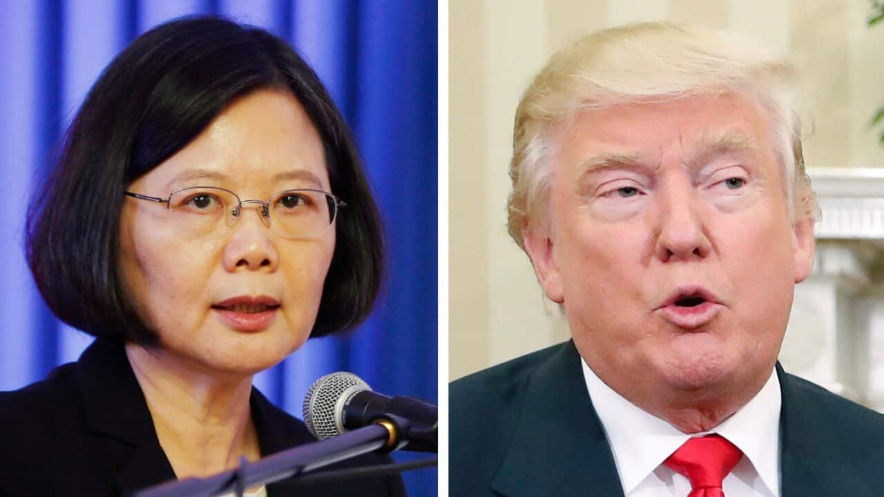 This combination of two file photos shows, Taiwan's President Tsai Ing-wen and US president Donald Trump
