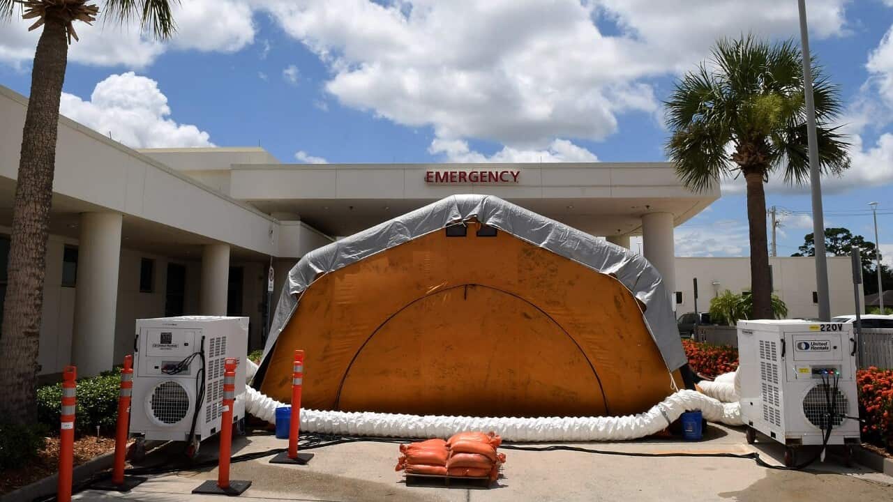 A treatment tent outside a hospital emergency department as COVID-19 infections surge through Florida (Getty Images)