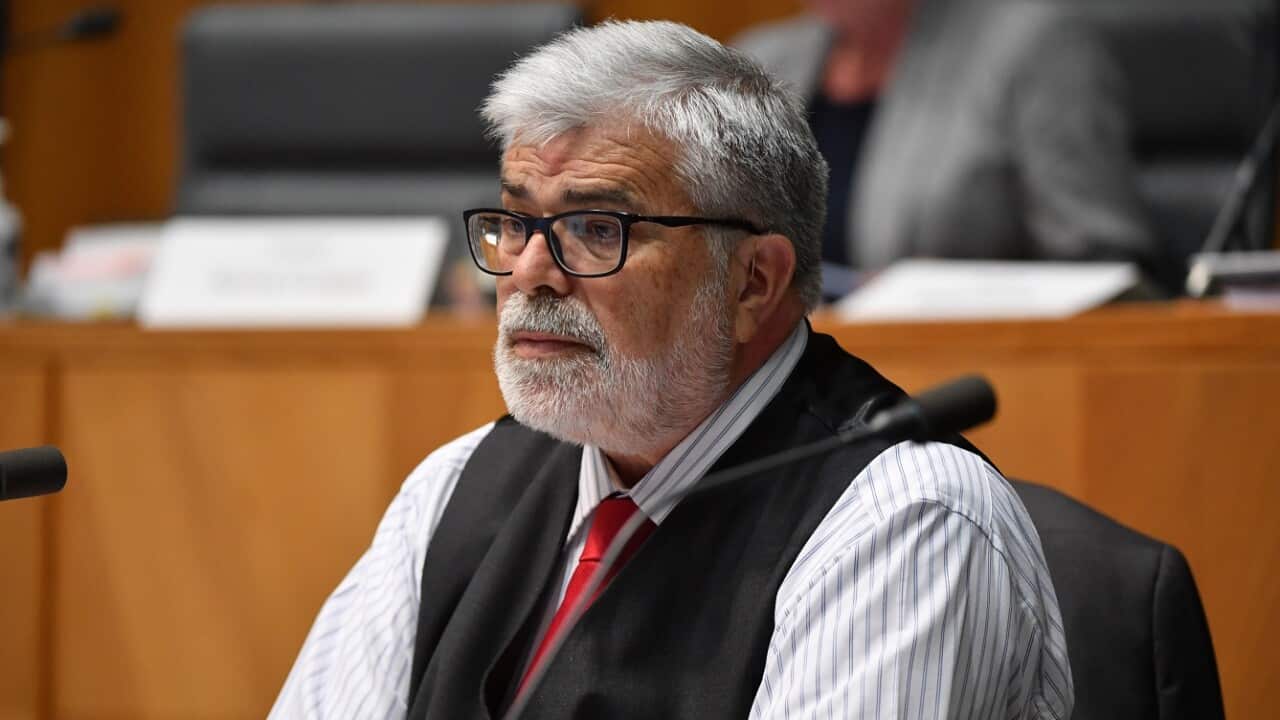 Labor senator Kim Carr during Senate Estimates at Parliament House in Canberra, Monday, April 4, 2022.