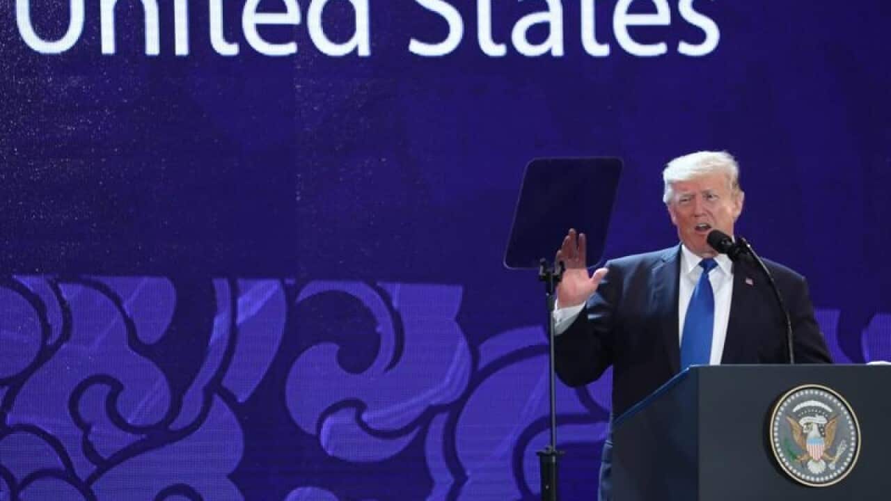 U.S. President Donald Trump speaks at APEC