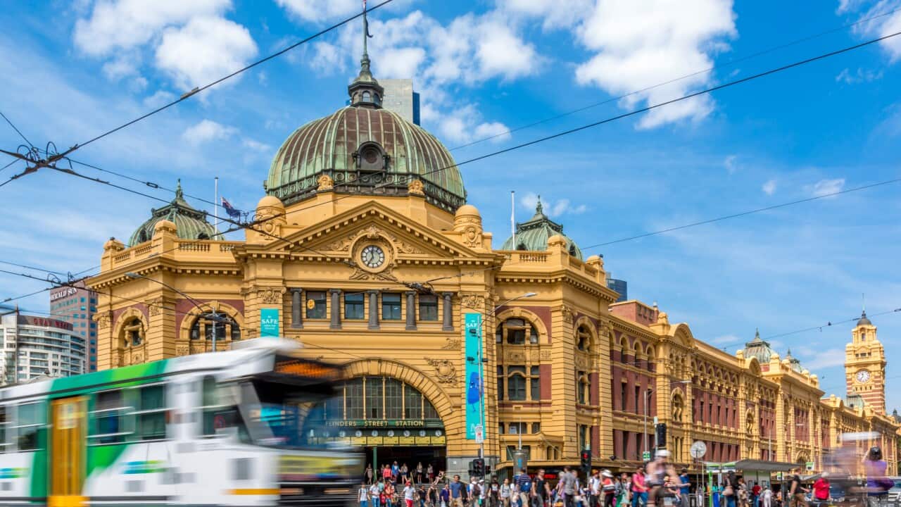 Flinders Street Station and Tram in Melbourne, Australia